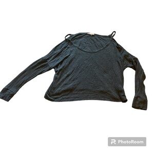 Charcoal Coverstitched gray casual off the shoulder shirt